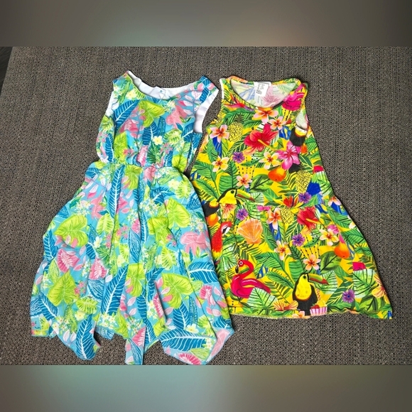 Lot/Bundle Of Girl's Tropical Print Summer Dresses, Emma Jayne, Size 4 - Picture 1 of 4